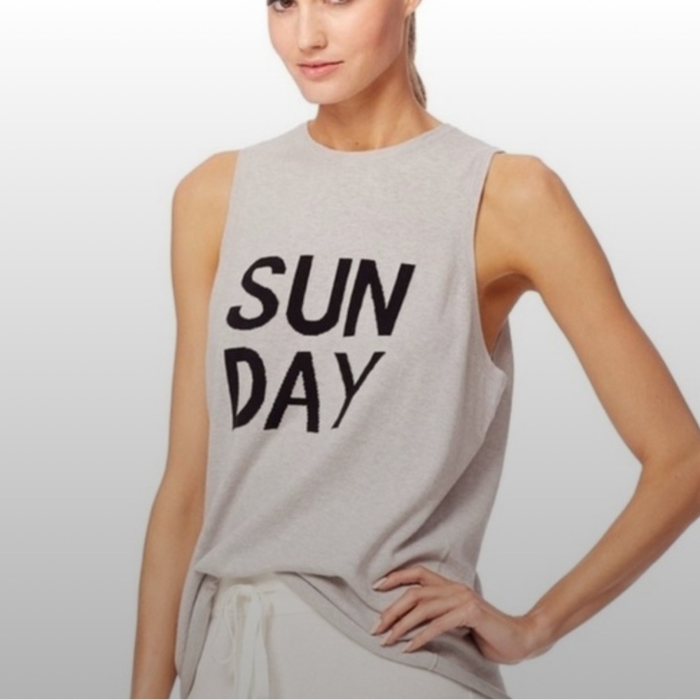 360 Cashmere Gray Sleeveless 'Sunday'  Cashmere Blend Top - Picture 5 of 6